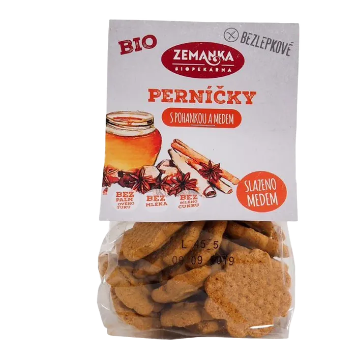 Biopekárna Zemanka Bezlepkové bio perníčky s pohankou a medem 100 g BIO